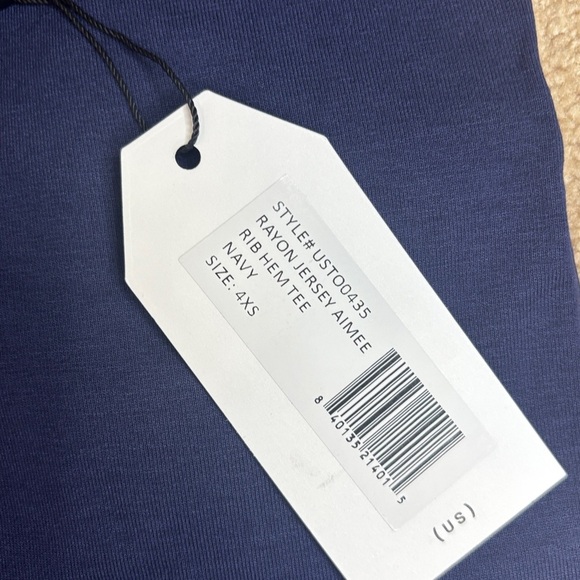 Universal Standard Aimee Rib Hem Tee Navy Blue | Size 4XS (00-0)Rayon stretch - Picture 5 of 12